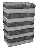 Betz 10 Stück Gästehandtücher Premium 100% Baumwolle Gästetuch-Set 30x50 cm Farbe Silbergrau und anthrazit