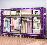 WIQUYBML Extra großer 2-Meter-Kleiderschrank – gewaschener Oxford-Stoff, einfacher Kleiderschrank aus Massivholz, Zusammenbau des Kleiderschranks, tragbares Schrankregal, Organizer zur Aufb