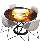 Lukery Tischdecke Abwaschbar Lotuseffekt Gartentischdecke, 3D-Skelette Gummiband Tischdecke Rund Tischdecken Tischtuch für Outdoor Indoor Schutz (B,Durchmesser 180cm)