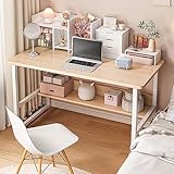 Kleiner Computertisch mit Regalen,Studier-Schreibtisch Modern Einfacher Laptop-Tisch Bürotisch Workstation,PC-Tisch für Home Office(120x45x72cm(47x18x28), Wood)