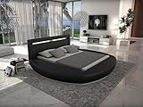 Vente-unique - Bett mit Lattenrost + LEDs - 160 x 200 cm - Kunstleder - Schwarz - ABULIS II