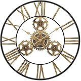 MINDONG HZH Wanduhr, industrielle Metallwanduhr, römische Ziffern, Küche, Büro, 60 cm, Kunst, Heimdekoration, geräuschlos ()