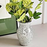 MISNODE Mosaik-Vase, Glänzend, Stilvolle Mosaik-Glas-Blumenvase, Moderne Glasvase, Dekoration für Wohnzimmer, Esszimmer, Schlafzimmer, Arbeitszimmer, Hochzeitsgeschenke, Heimdekoration