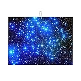 Superfeine große Faser-Küchenmatte, blaue glänzende Sterne, 45,7 x 61 cm, hitzebeständige Matte, Küchenarbeitsplatte, Spüle, Kühlschrank-Schubladen-Auskleidung.