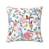 Romantische, ausgefallene Kissenbezüge mit Vögeln, Schmetterling, dekorative Kissenbezüge für Wohnzimmer, Schlafzimmer, Sofa, Couch, Bett, Auto, 30/40/45/50 cm, Schwarz - 45,7 x 45,7 cm