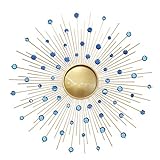 Sonnenspiegel Gold 50cm/60cm/70cm/80cm, Großer Wandspiegel mit Kristalldiamanten, Korridor Wohnzimmer Wanddekoration Anhänger Hängenden Spiegel, Gold,50cm