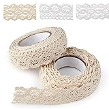 ASTARON Selbstklebende Spitze, Spitzenband im Vintage-Stil, Beige, selbstklebendes Zierband, Spitzenband, für Handwerk, Hochzeit, Dekoration, Scrapbooking, Geschenkbox(Stil A – Beige)