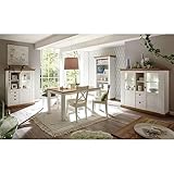 Lomadox Esszimmer Schrank-Set im Landhaus Design in Pinie weiß und Wotan Eiche Nb., B/H/T: 540/204/44 cm