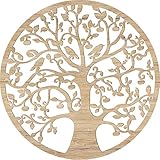 Lebensbaum Holz Ø 39/49 cm - 8 Holz-Optiken-Wandbild - edle Dekoration - Baum des Lebens - ideale Geschenkidee