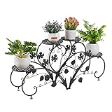 unho Blumenständer Metall,Blumentreppe Blumenregal 2er Set, Pflanzenregal für Balkon,Garten,Wohnzimmer, Schwarz