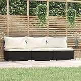 xunfu 3-Sitzer-Sofa mit Kissen, Sofas & Couches, Couch, Sofa Wohnzimmer, Sofa Für Jugendzimmer, Relaxsofa, Sofa Für Schlafzimmer, Polstersofa, Schwarz Poly Rattan