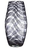 Casablanca Vase Blumenvase grau schwarz aus Glas - Deko Wohnzimmer Geschenk für Frauen Geburtstag Muttertag Höhe 30 cm