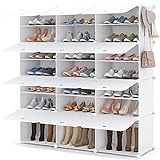 HOMIDEC Schuhregal, 7-stufiger Schuhschrank Schuhaufbewahrung für 42 Paar Schuhe und Stiefel, Kunststoff-Schuhregale Schuh Organizer für Flur Schlafzimmer Eingang, Weiß