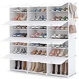 HOMIDEC Schuhregal, 7-stufiger Schuhschrank Schuhaufbewahrung für 42 Paar Schuhe und Stiefel, Kunststoff-Schuhregale Schuh Organizer für Flur Schlafzimmer Eingang, Weiß