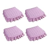 FDISDIFH 1/2/4/6er Set Modernes Stuhlkissen Mit RüSchen, rutschfeste KüChe Stuhlpolster Und WiderstandsfäHige Esszimmer Sitzkissen Mit BäNdern 45x45,Lila,4 Pack
