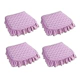 FDISDIFH 1/2/4/6er Set Modernes Stuhlkissen Mit RüSchen, rutschfeste KüChe Stuhlpolster Und WiderstandsfäHige Esszimmer Sitzkissen Mit BäNdern 45x45,Lila,4 Pack