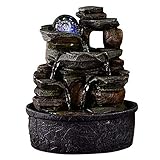 Satya Zen'Light Zimmerbrunnen, Wasserfall, Natursteineffekt, buntes Licht, Geschenkidee, Dekoration für den Innenbereich in Bewegung – entspannender Zen-Brunnen, Feng Shui Glück, H 23 cm