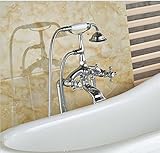 Gowe chrom Messing freistehend Badewanne Filler Keramik Hand Dusche Badezimmer Badewanne Wasserhahn