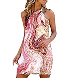 Topassion Kleider Sommer, Chic Drucken Festkleider Für Damen Komfortabel Kleid Damen Elegant Kleid Elegant Damen Damenkleider Festlich Einfach Kleider Mädchen OutfitDamen Red XXL