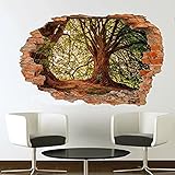 Wandsticker Wald alte große Eichen Wandaufkleber 3D Kunst Wandbild Zimmer Büro Shop Dekor 70x110cm