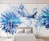 Blumen blauer Rauch abstrakte minimalistische Vlieswand 3d Tapete Wanddekoration fototapete wandbild Schlafzimmer Wohnzimmer-250cm×170cm