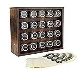 TQVAI Gewürzregal-Organizer für Schrank, Wandhalterung, Gewürzgläser-Regal mit 340 Gewürz-Etiketten und 40 leeren Etiketten, 20 Gläser, Antik