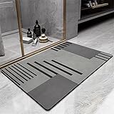 Badezimmerteppich Super Absorbierende Rutschfester Badematte, Badematten Badteppich 70x120cm Badvorleger Extra DüNn Schnelltrocknende Waschbare Badematte Home Rug, Badmatte Bodenmatte Floor Mat Grau