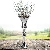 74 cm Silber Blumenvase Bodenvase Eisen Luxus Vintage Standvase für Hochzeitsempfang Dekoration, Kleine Blumenarrangement