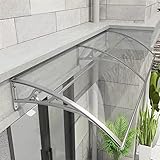 Türvordach,Vordach Haustürvordach Überdachung Haustür aus Aluminium und Polycarbonat,Schlagfest Transparentes Pultbogenvordach,60/80/100/120 cm Breite Optional,UV-Schutz (60x80cm/24 x32)