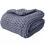 Marple Tex Hochwertige Grobstrick Decke 120x150, Handgefertigte Strickdecke, Kuscheldecke, luftige Sommerdecke, Strickdecke, Tagesdecke, Bett Überwurf, Decke für Zuhause grau