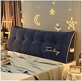 EORNOW Dreieckiges Kopfteilkissen, Großes Rückenlehnenkissen/Nachttischkissen, Große Wurfkissen Lesekissen Mit Abnehmbarem Reißverschlussbezug (Color : Dark Blue, Size : 150cm/59inch)
