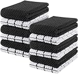 Utopia Towels - 12er Pack Geschirrtücher Küchentücher, 38 x 64 cm Baumwolle Geschirrtüch – Maschinenwaschbar (Schwarz und Weiß)