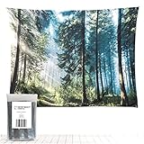 District North Wandteppich - 200x150cm Wandtuch mit Motiv Wald Natur - Hochwertige Wandbespannung aus gewebtem Jacquard Stoff - Wand Teppich inkl. 4 Spannbefestigungen (Nordic Summer, 200x150cm)