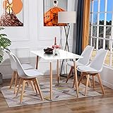 H.J WeDoo Esstisch Küchentisch Set, Rechteckig Esstisch mit 4 Eiche Esszimmerstühle Geeignet für Esszimmer Küche Wohnzimmer, Weiß Esstisch und Stühle