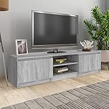 BULANED TV-Schrank, TV Lowboard, TV Board, Fernsehtisch, Fernsehschrank, Wohnzimmer, TV Tisch, Fernseher Tisch, Fernsehkommode, Grau Sonoma 140x40x35,5 cm Holzwerkstoff