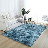 160 x 160 cm großer Fellteppich aus Polyester, Badvorleger zum Anbringen im Wohnzimmer, Kinderzimmer, Schlafzimmer, Sofa, Marineblau