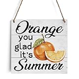 HTBIG Sommer Orange Dekor Bauernhaus Wandbehang Dekor für Zuhause Küche Wohnzimmer Bar Veranda Eingang Haustür Obst Markt Bauernhof Hinterhof Geschäft Schlafzimmer Rustikales Holzschild
