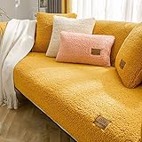 ZUVUYUO Samt Sofabezug 1 2 3 4 Sitzer, L Form Sofaüberwurf, Samt Couch Überwürfe Sofahusse Sofaüberwürfe rutschfest Sofa Abdeckung, Sofaschoner (Color : Gelb, Größe : 70 * 210)