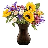 TREND FOR HOME Blumenvase 1229 ml Vase Glas Glasvase für Blumen Glasblumenvase Tischvase Dekovase Deko-Vase aus Buntem Glas Wohnzimmer Deko Dekorative Vase | H. 18 cm | Poppy | Bernstein