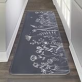 Yugarlibi Teppich Läufer Flur Waschbar rutschfest Küchenteppich Schmutzabweisend Küchenläufer Modern Flur Teppich für Wohnzimmer Schlafzimmer Innen Outdoor Korridor, 60x150cm Grau