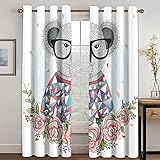 KEIBEK Vorhänge Blickdicht 3D Cartoon-Tier-Koala Druck Muster Ösenvorhang Schlafzimmer Verdunkelungsvorhang Wohnzimmer Gardinen Kinderzimmer Schallschutz Thermovorhang Fensterdekoration 2 Stücke