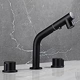 Waschtischarmatur, 3 Löcher, dehnbar, Doppelgriff, Warmwasser und Kaltwasser, Waschtischarmatur, Dusche, Badewanne, Wasserhahn, Weiß