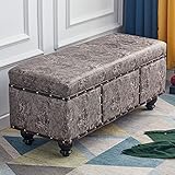 SAZDFY Modern Sitzhocker Luxuriös Rechteckig Gepolstert Große Kapazität Robust Hocker Mit Stauraum Schuhwechselhocker Für Lebend Zimmer Schlafzimmer-Grau 100x40x45cm(39x16x18inch)