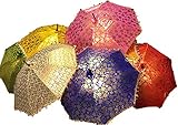 GANESHAM Indischer Hochzeits-Dekorativer Designer-Regenschirm, modisch, mehrfarbig, Strandschirm, UV-Schutz, Sonnenschirm, Stickerei, Outdoor, Boho-Sonnenschirm, handgefertigt (10 Stück)