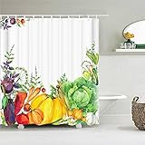 NUEV Frisches Obst Ananas Duschvorhang 3D Duschwand wasserdichter Stoff Badezimmerdekoration kreative Persönlichkeitswand S.6 90x180cm