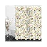 Stfery Bathroom Curtains Fabric, Badewanne Vorhang Beige Grün Waldtiere Duschvorhang 180x180 Polyester Bad Vorhang Badezimmer Dekoration