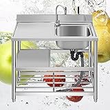 Edelstahl Spültisch Gastro Waschbecken Spülwanne Camping Spülbecken Küche Spüle 1 Becken Outdoor Arbeitstisch Tragbare Gastronomie Küchenspüle Freistehende Edelstahlspüle Außen Werkstatt (Color : Rig