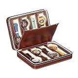 Uhrenbox 8 Gitter Watch Box Organizer Faux Leder Uhrenanzeigekastenuhr Aufbewahrungsbox Falluhr Organizer Box, braun Uhrenaufbewahrung