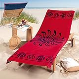 Delindo Lifestyle® Frottee Bezug für Gartenliege TROPICAL SUN RED, Schonbezug für Sonnenliegen, 83x200 cm, aus 100% Baumwolle