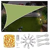 AdeptT Sonnensegel, rechtwinklig, 3 x 3 x 4,3 m, wasserdicht, Sonnenschutz, Markise, Vordach für Außenbereich, Garten, Terrasse, Hof, mit LED-Licht, grün, 4 x 4 x 5,7 m